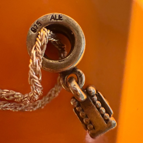 PANDORA Sterling Silver Charm Pendant 16” Rope Necklace ALE Retired Zirconia - Picture 4 of 12